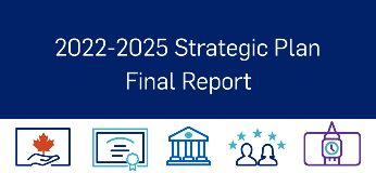 2022-2025 Strategic Plan Final Report. Five icons representing all areas of the report.